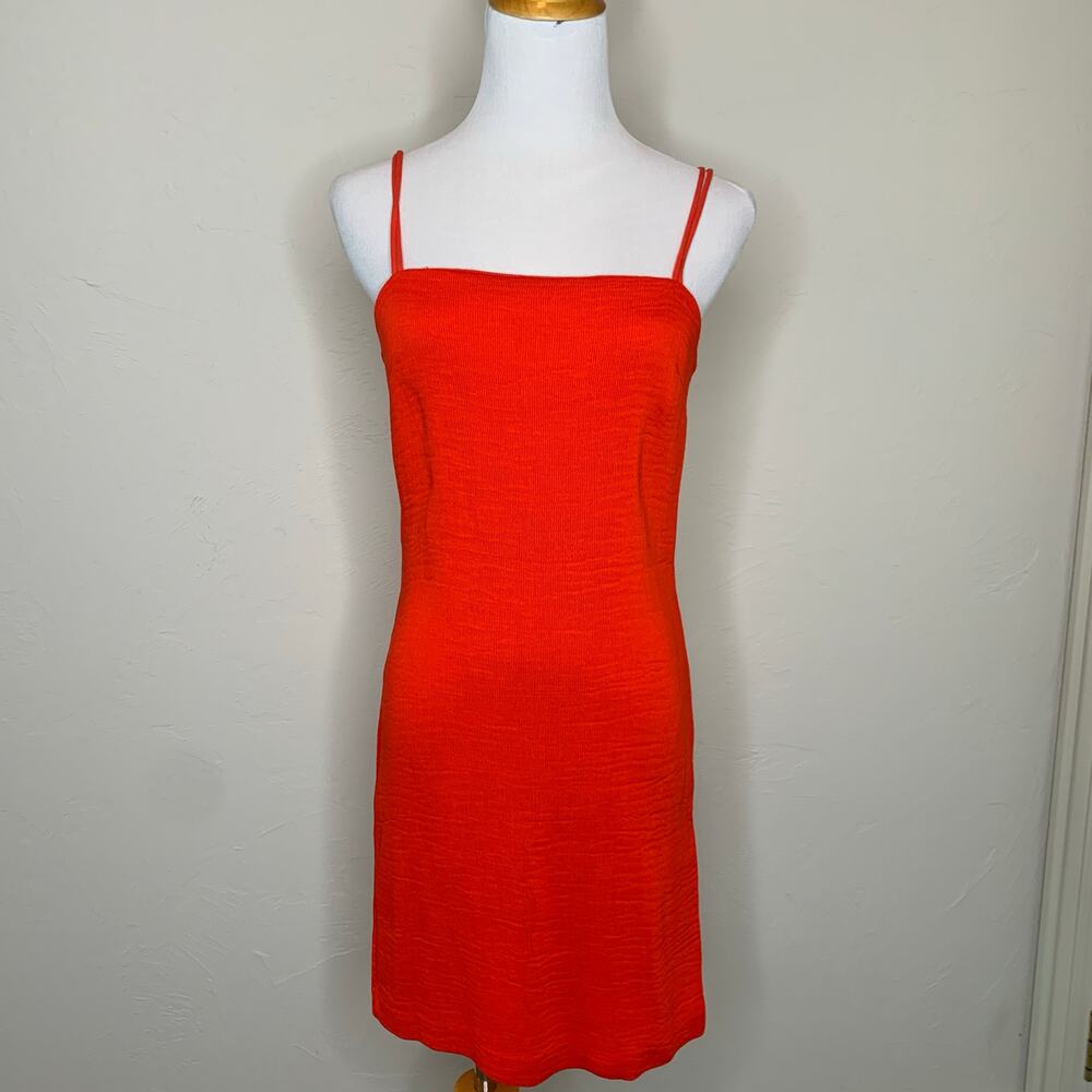 Red Orange Textured Body Con Mini Dress Sz 4